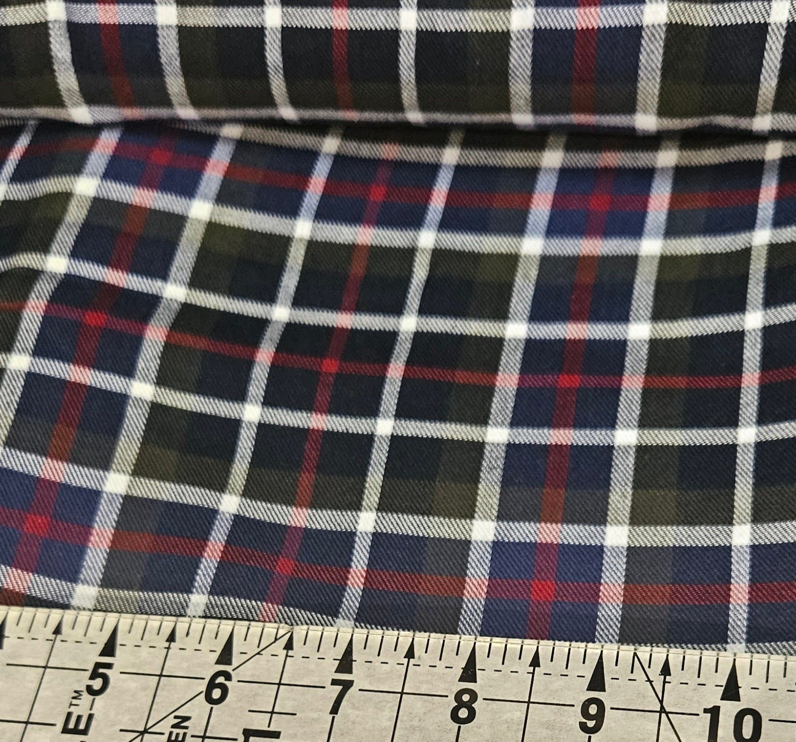 Tartan - Green & Blue Poly Viscose Fabric Yard