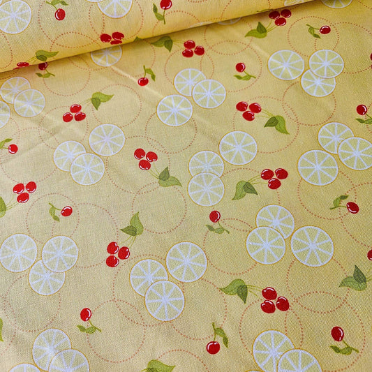 Henry Glass - Delicious Wishes Lemon Cherry Yellow 100% Cotton Fabric