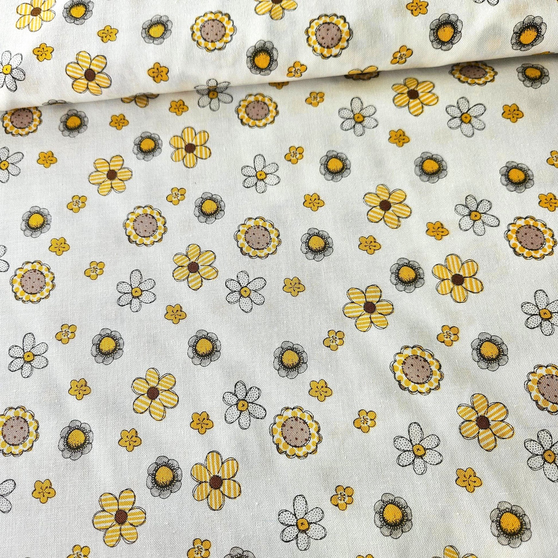 Stof - Josie & Theo Flowers Yellow 100% Cotton Fabric