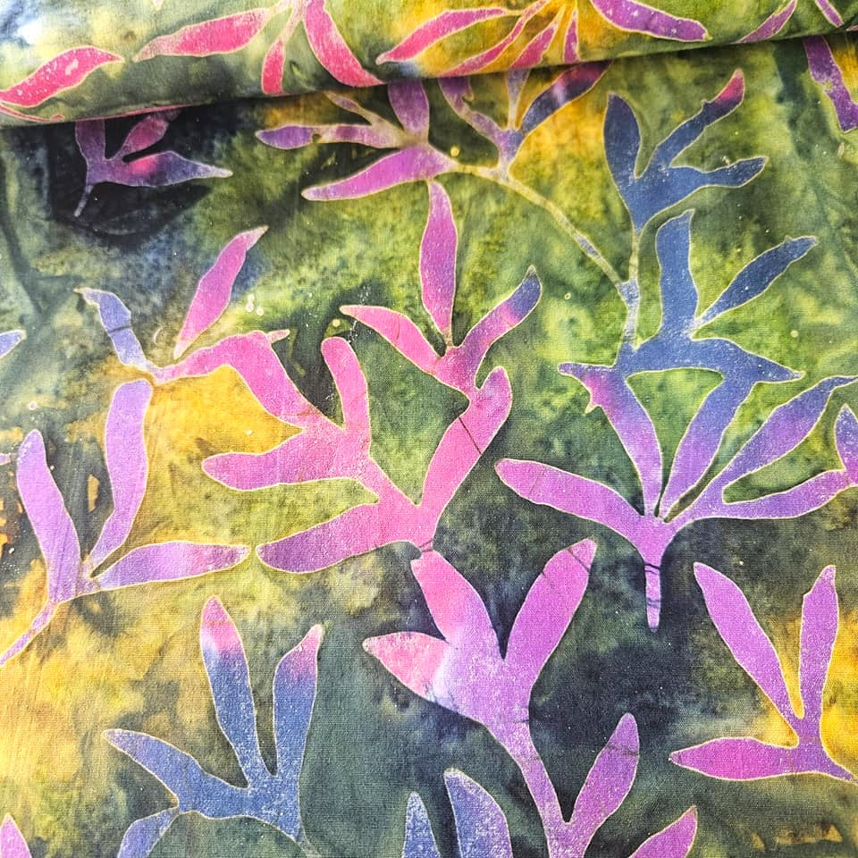 Indonesian Bali Batik - Tropical Branches Moss 100% Cotton Fabric