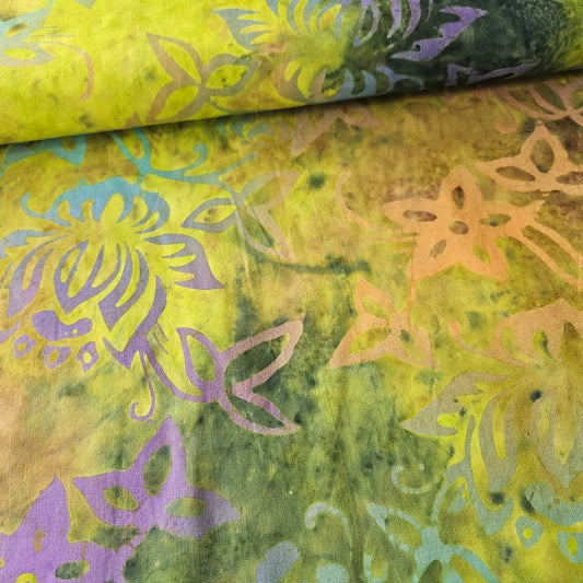 Indonesian Bali Batik - Floribunda Greens 100% Cotton Fabric