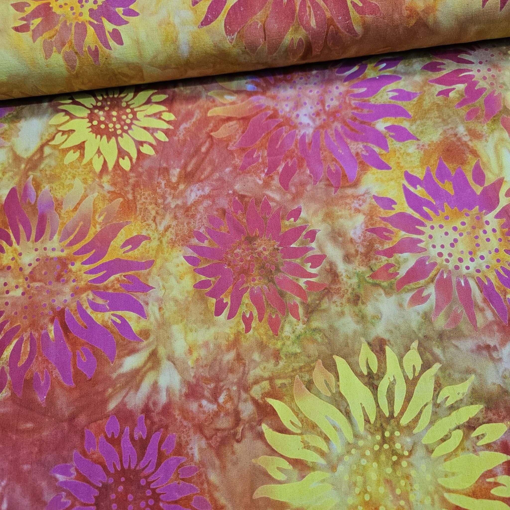 Indonesian Bali Batik - Sunflowers Multi 2 100% Cotton Fabric