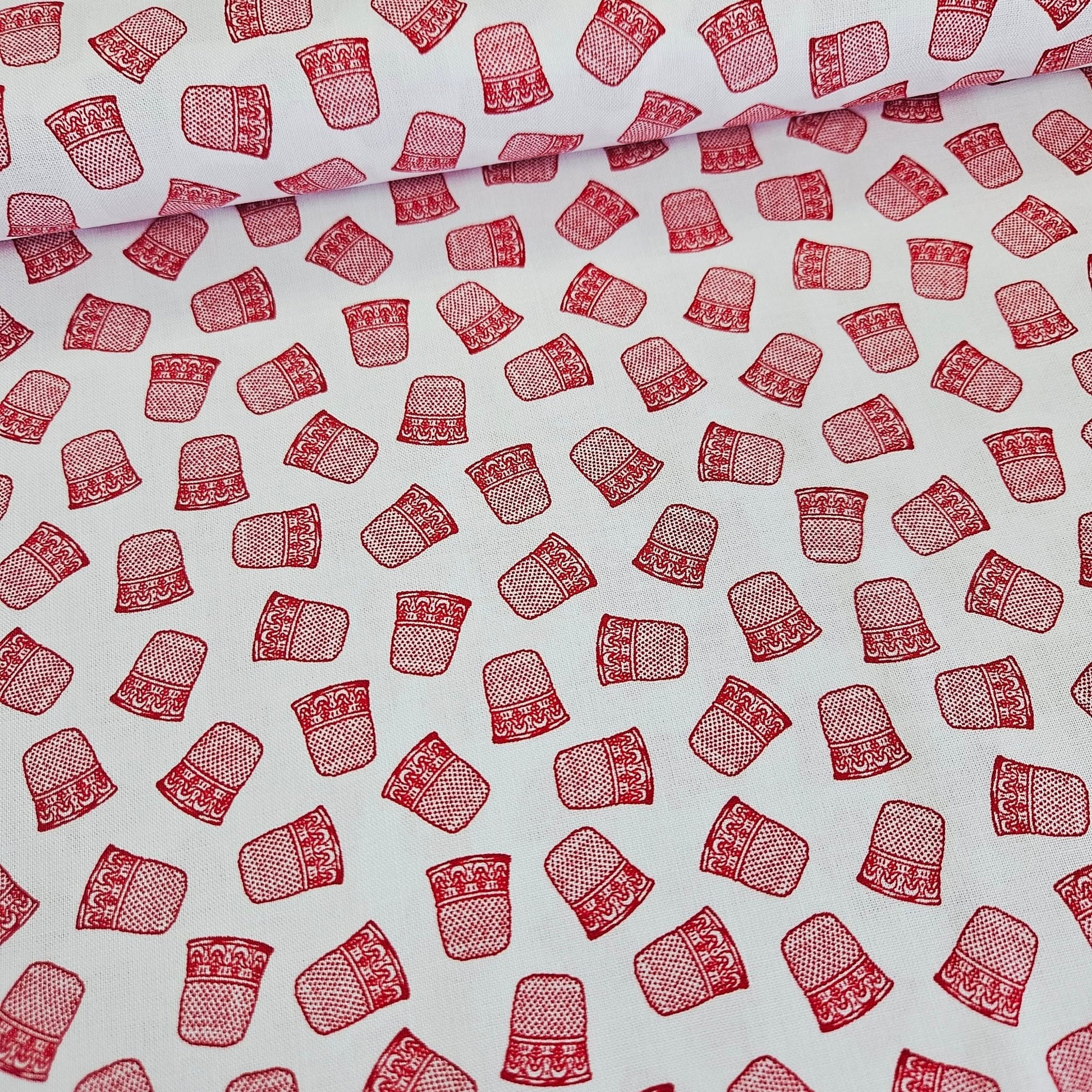RJR Fabrics - Red by Alex Anderson Thimbles Red 100% Cotton Fabric