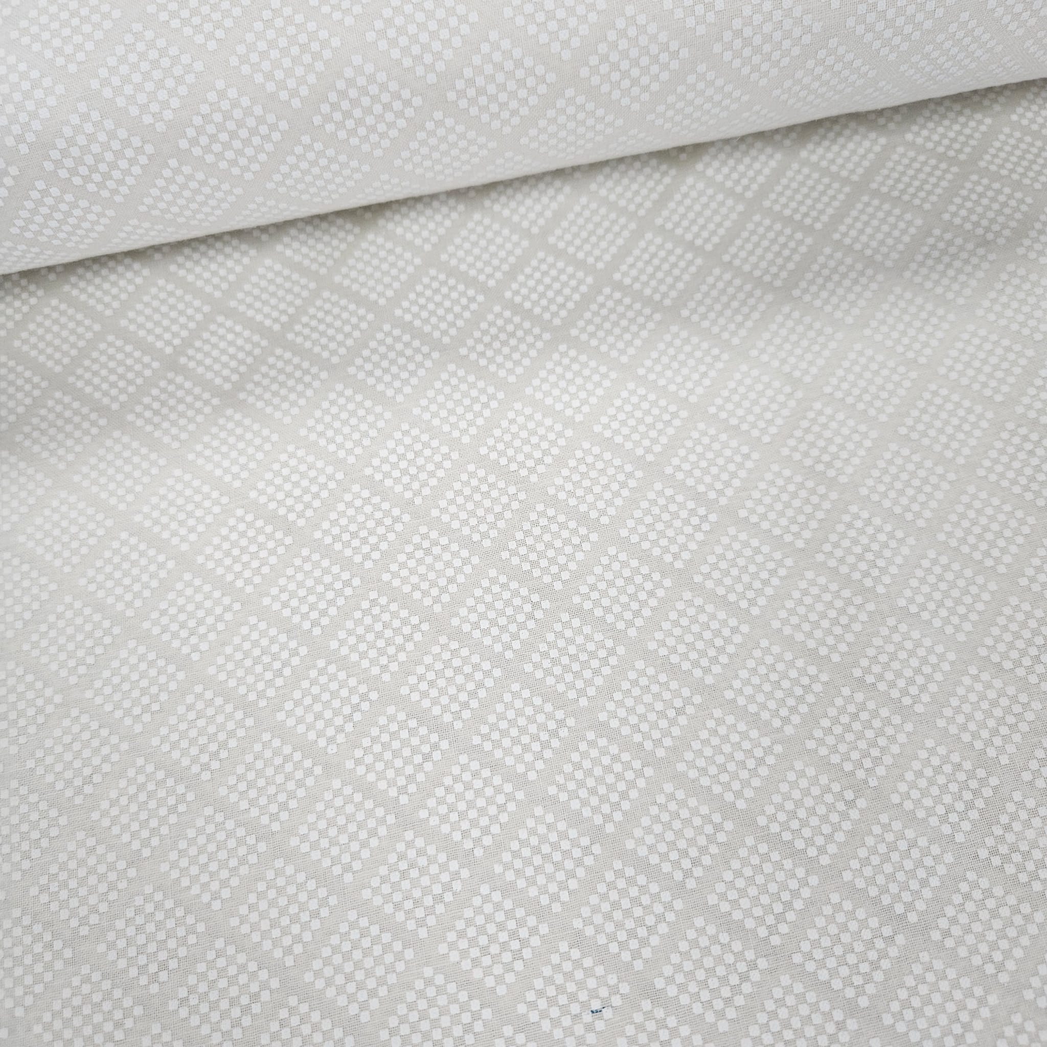 Tone on Tone - White on Cream Grid 100% Cotton Fabric