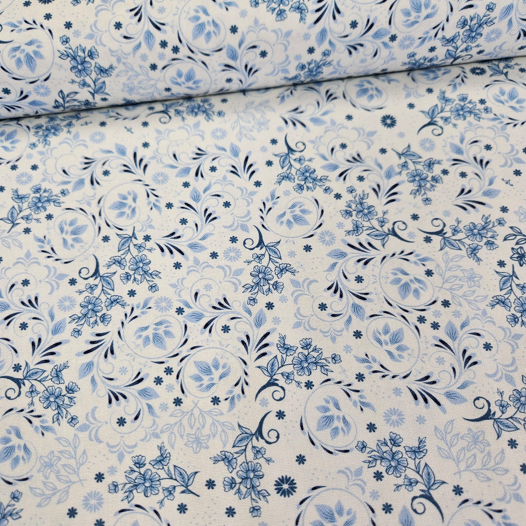 Stof - Blue and Marble 4502-871 100% Cotton Fabric