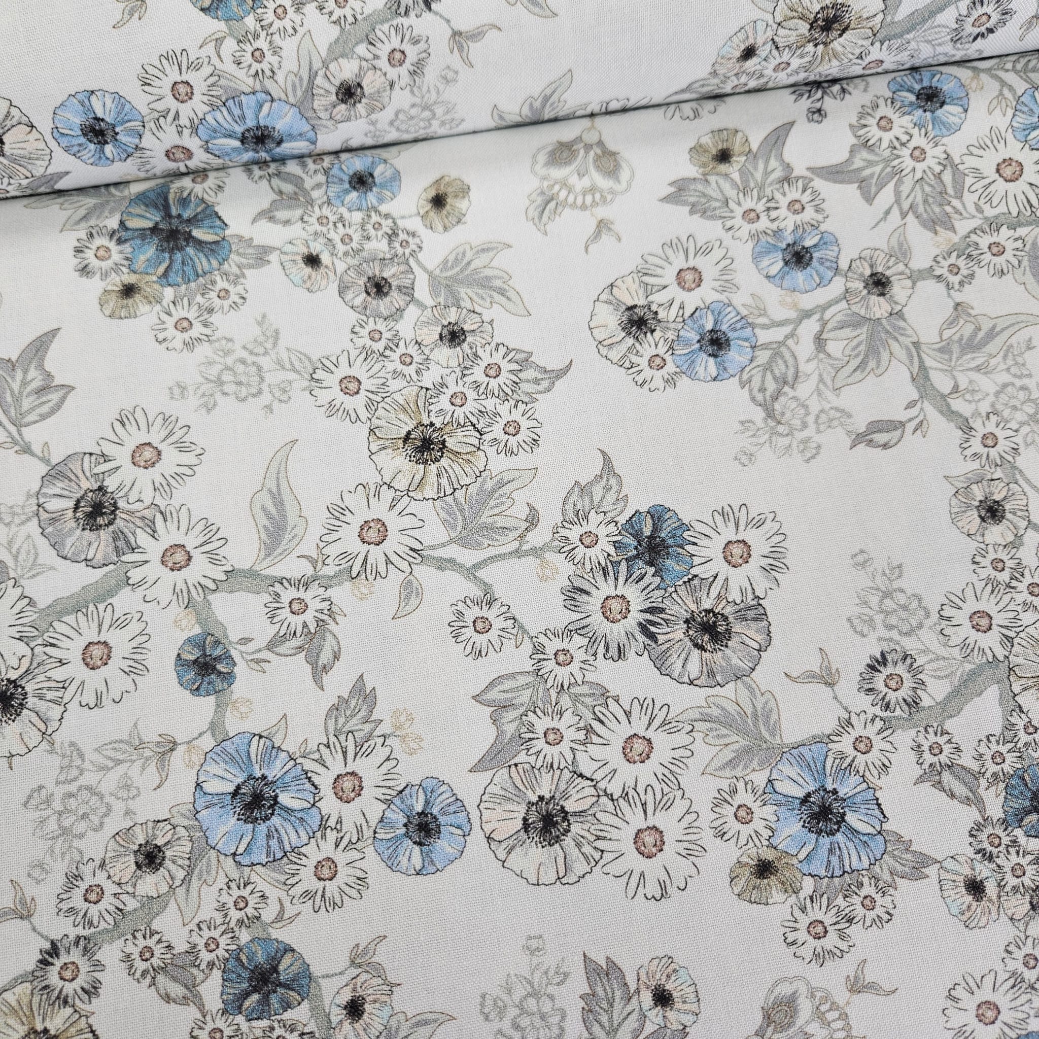 Stof - Blue and Marble 4502-873 100% Cotton Fabric