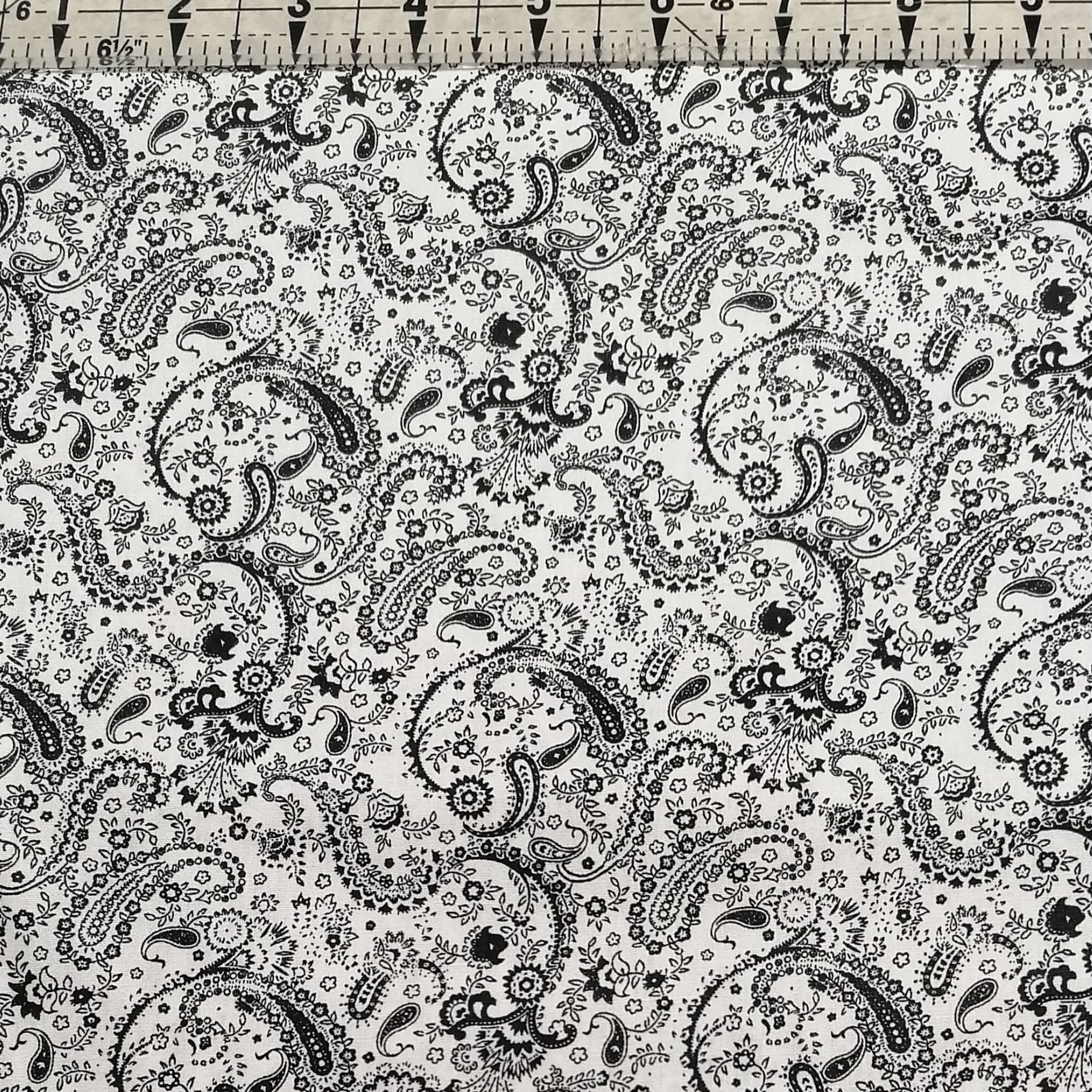 Poplin - Paisley Black 100% Cotton Fabric Yard