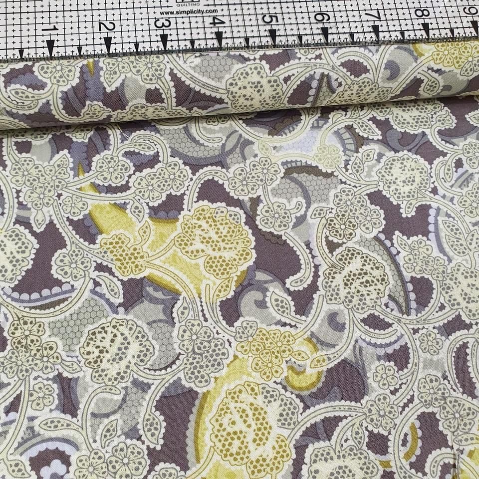 Hoffman - Sheer Romance Paisley Grey 100% Cotton Fabric
