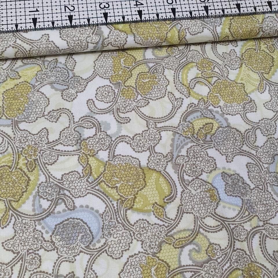 Hoffman - Sheer Romance Paisley Neutral 100% Cotton Fabric
