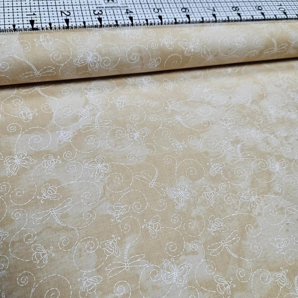 Maywood Studio - In Stitches Bee Neutral 100% Cotton Fabric - Crafts and Quilts
