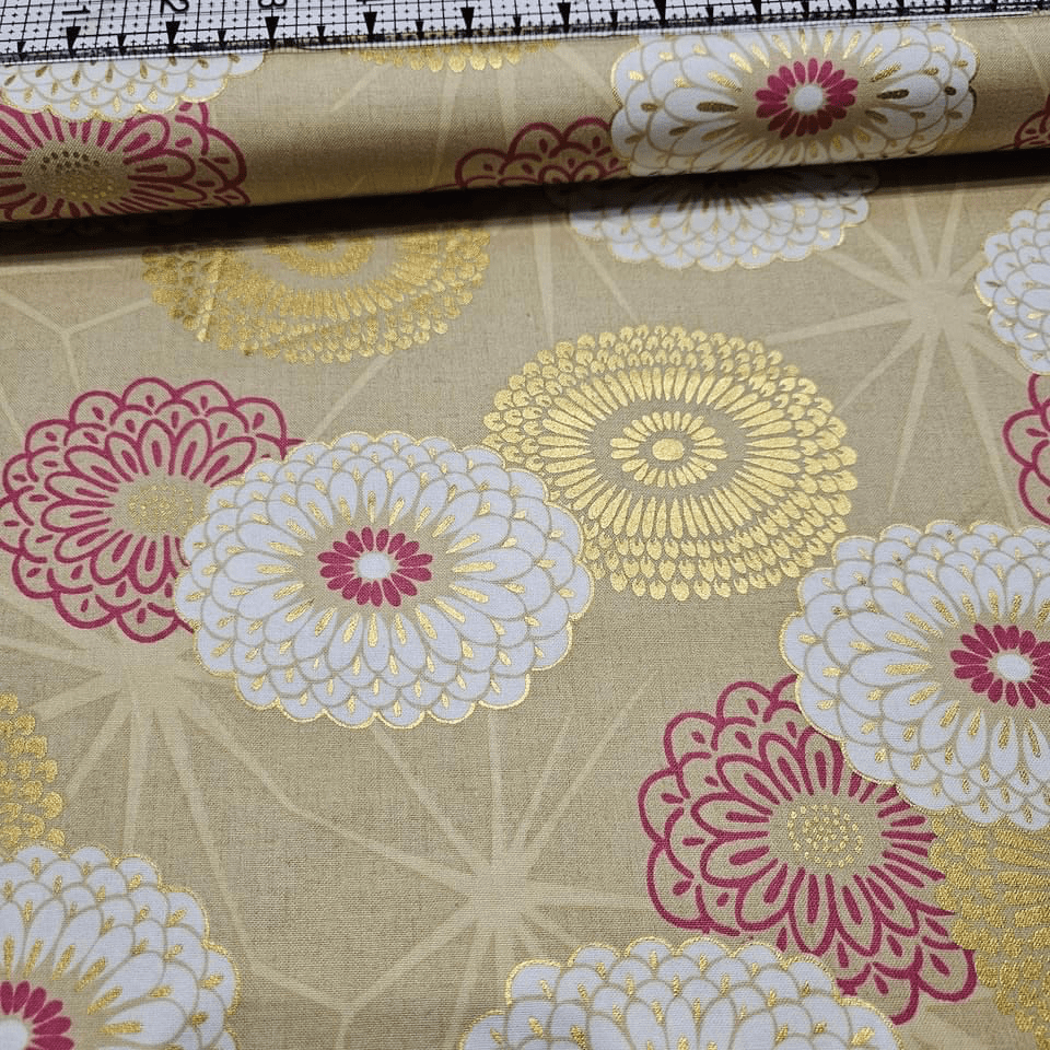 Quilt Gate - Hyakka Ryoran Japanese Metallic Blooms HR3130-12 100% Cotton Fabric