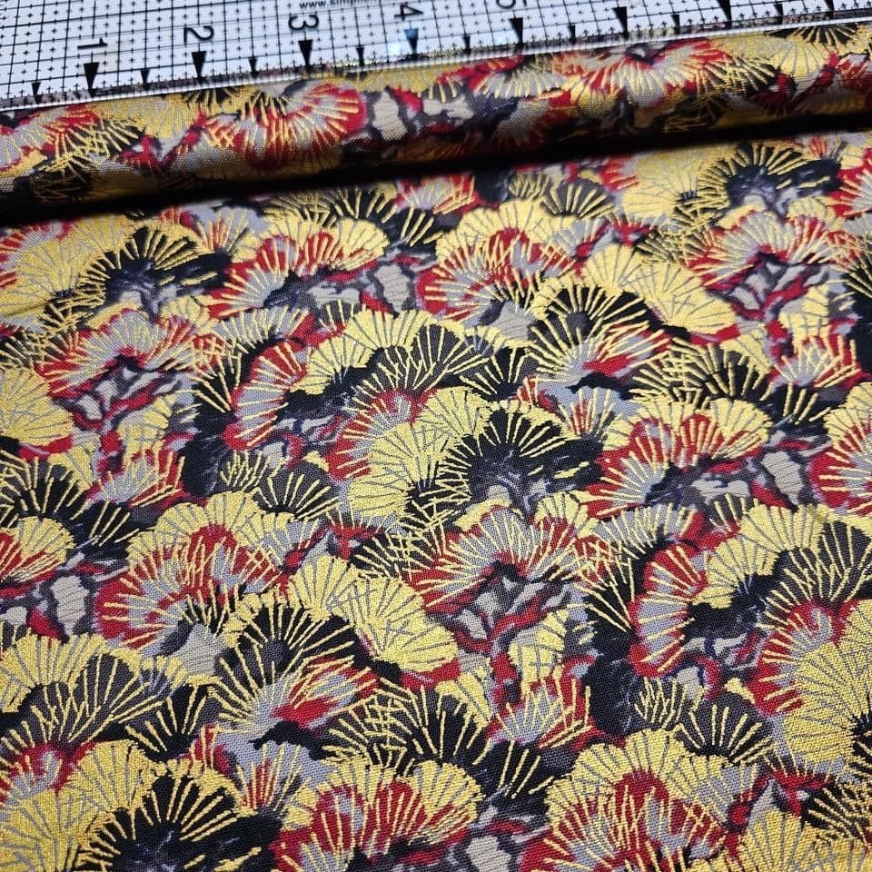 Quilt Gate - Hyakka Ryoran Japanese Metallic Forest HR3940-15 100% Cotton Fabric