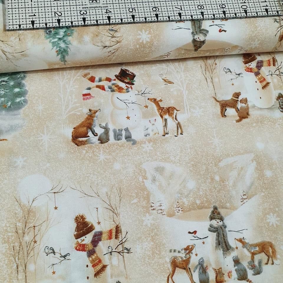 Quilting Treasures - Snowman and Friends 100% Cotton Fabric - Crafts and Quilts