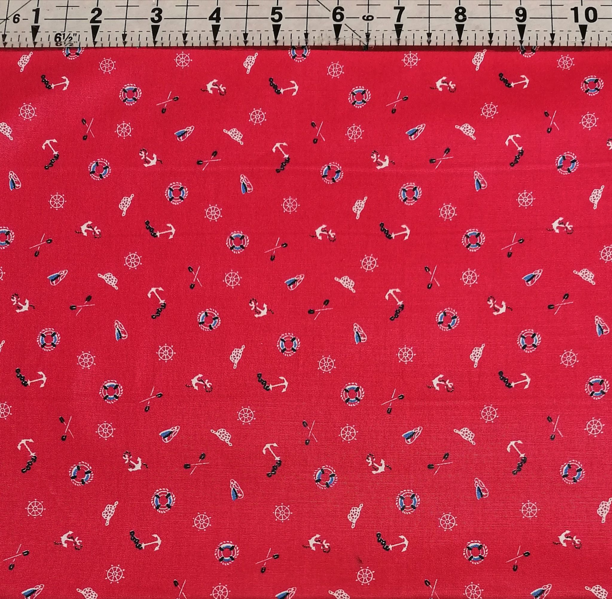 Poplin - Ship Ahoy Red 100% Cotton Fabric Yard