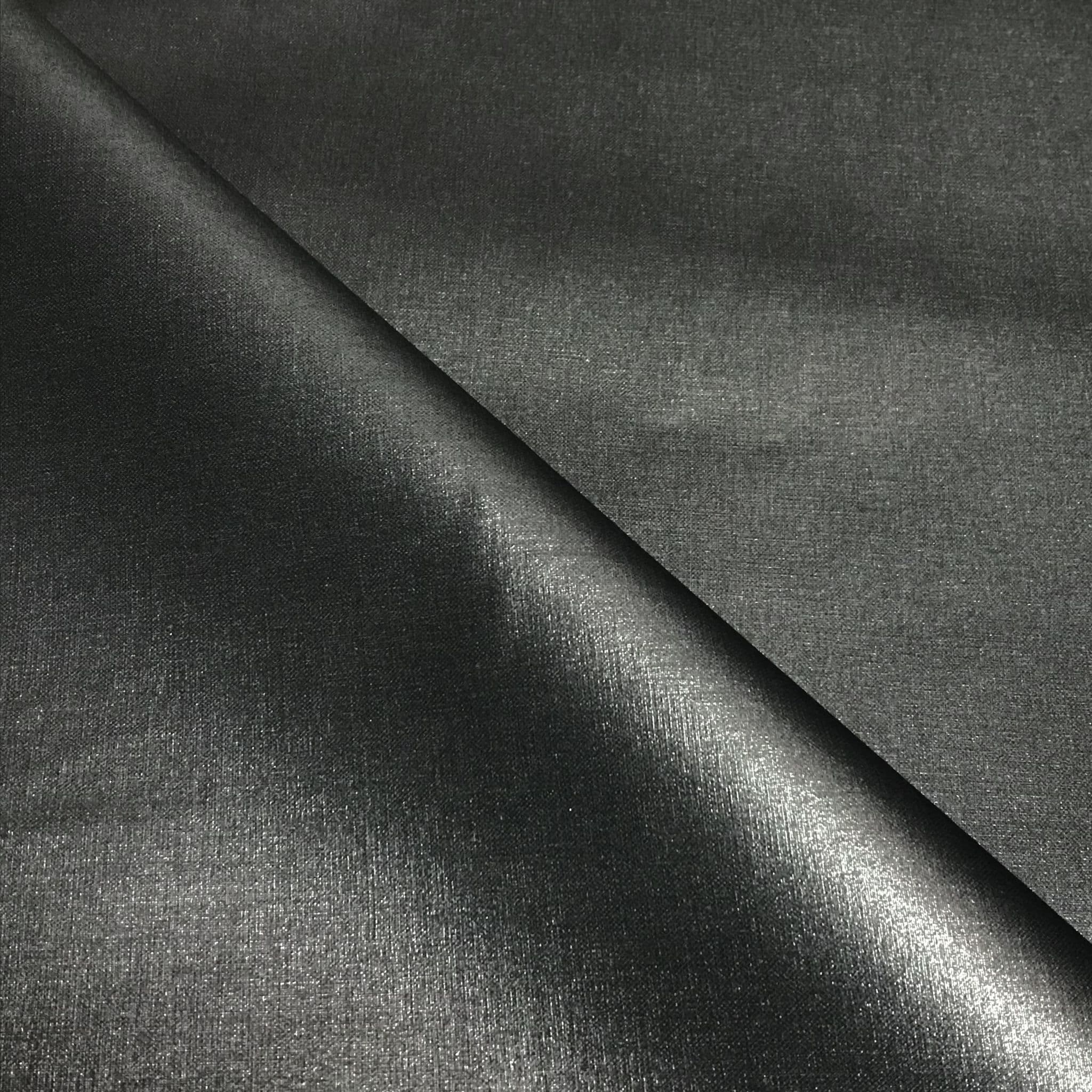 PU Backed Storm System Linen - Black 57" Wide Fabric