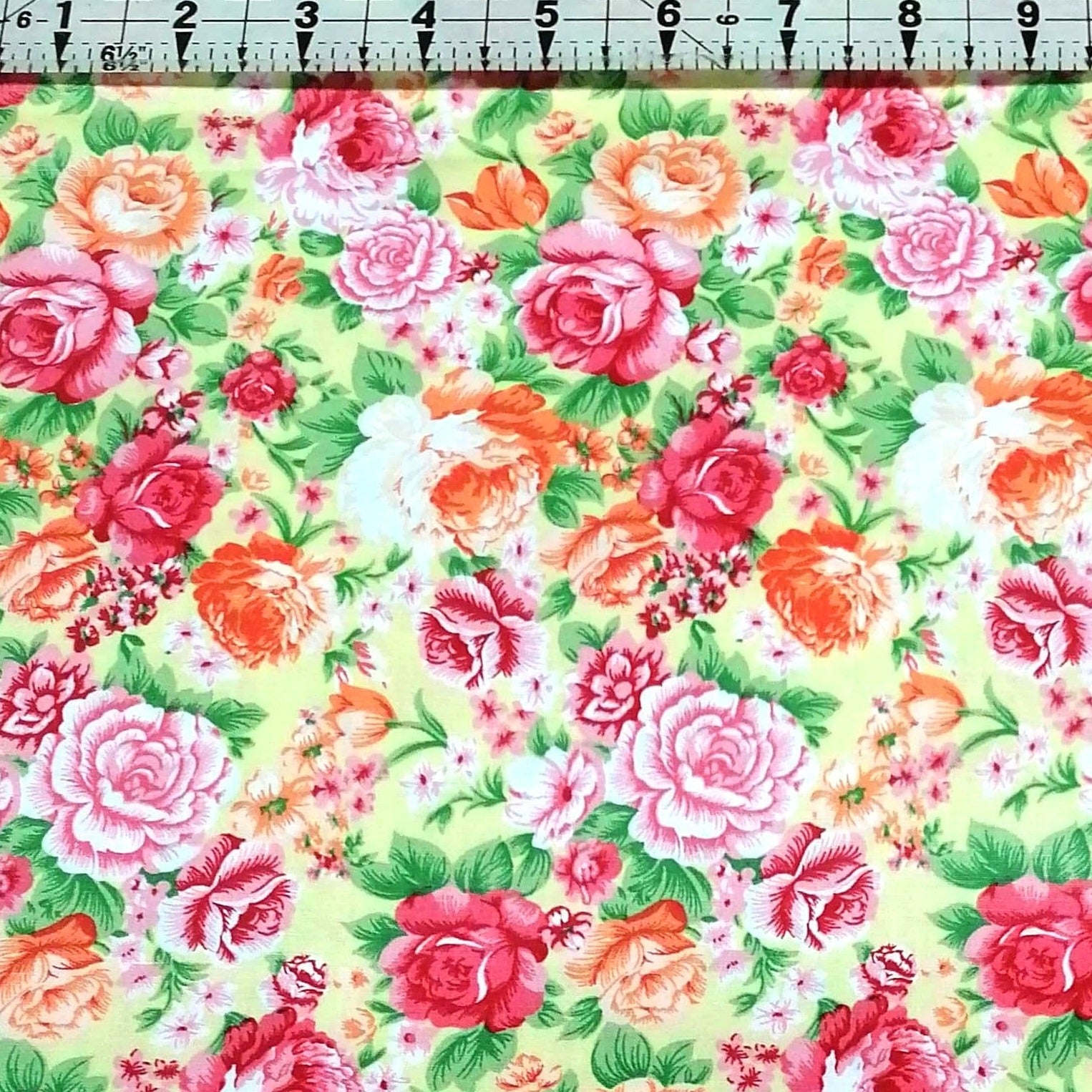 Poplin - Summer Roses Yellow 100% Cotton Fabric Yard