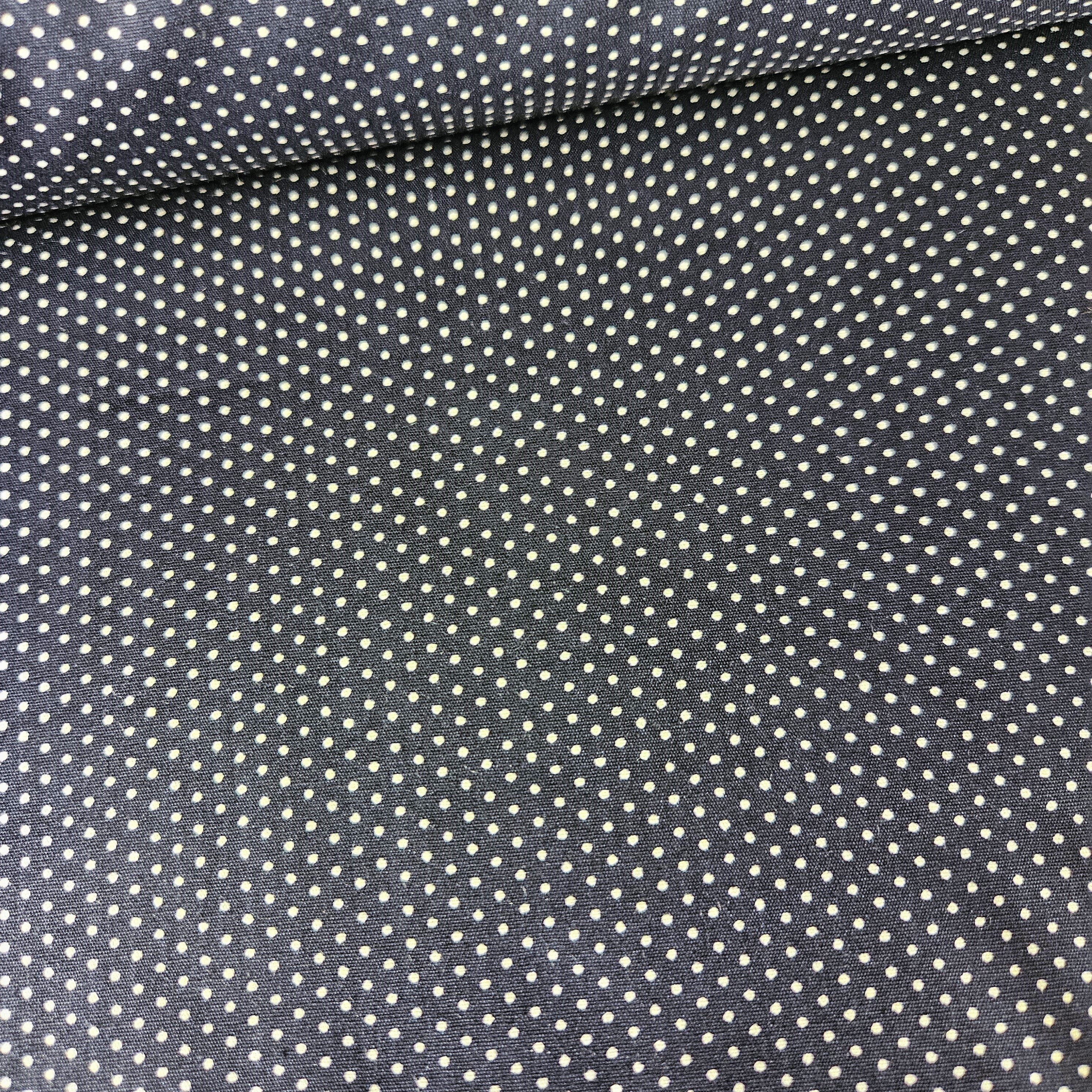 Poplin - Pin Dot Navy 100% Cotton Fabric Yard