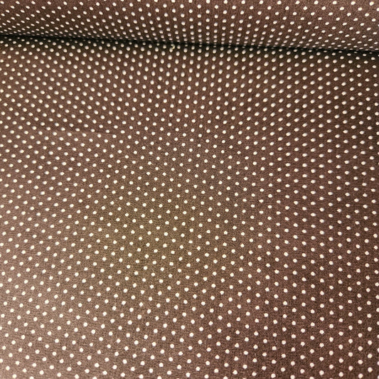 Poplin - Pin Dot Brown 100% Cotton Fabric Yard