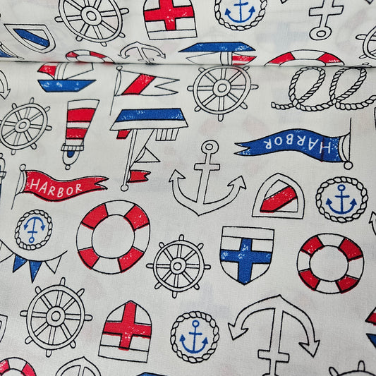 Poplin - Nautical Harbor 100% Cotton Fabric Yard