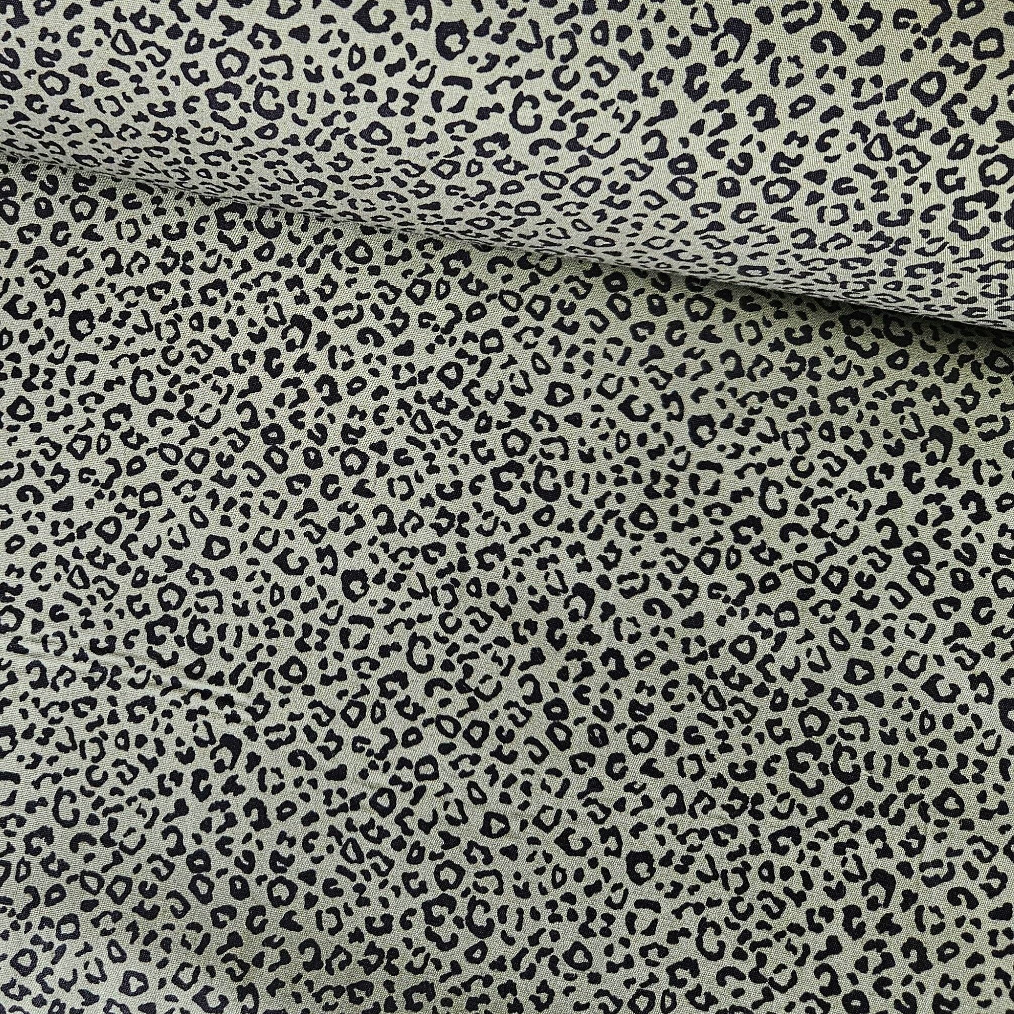 Poplin - Animal Print Green 100% Cotton Fabric Yard