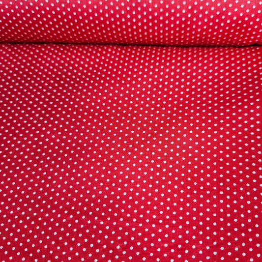 Poplin - Pin Dot Red 100% Cotton Fabric Yard