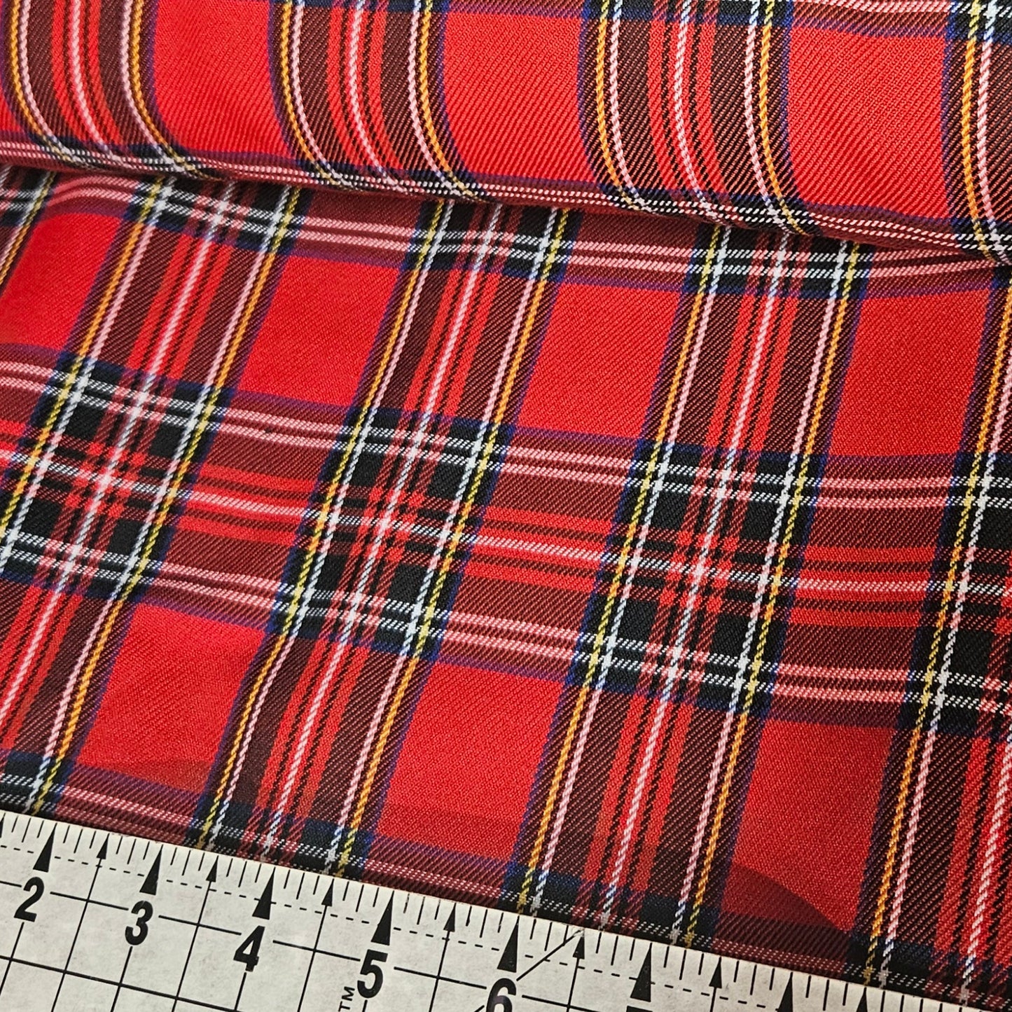 Tartan - Red & Black Poly Viscose Fabric Yard