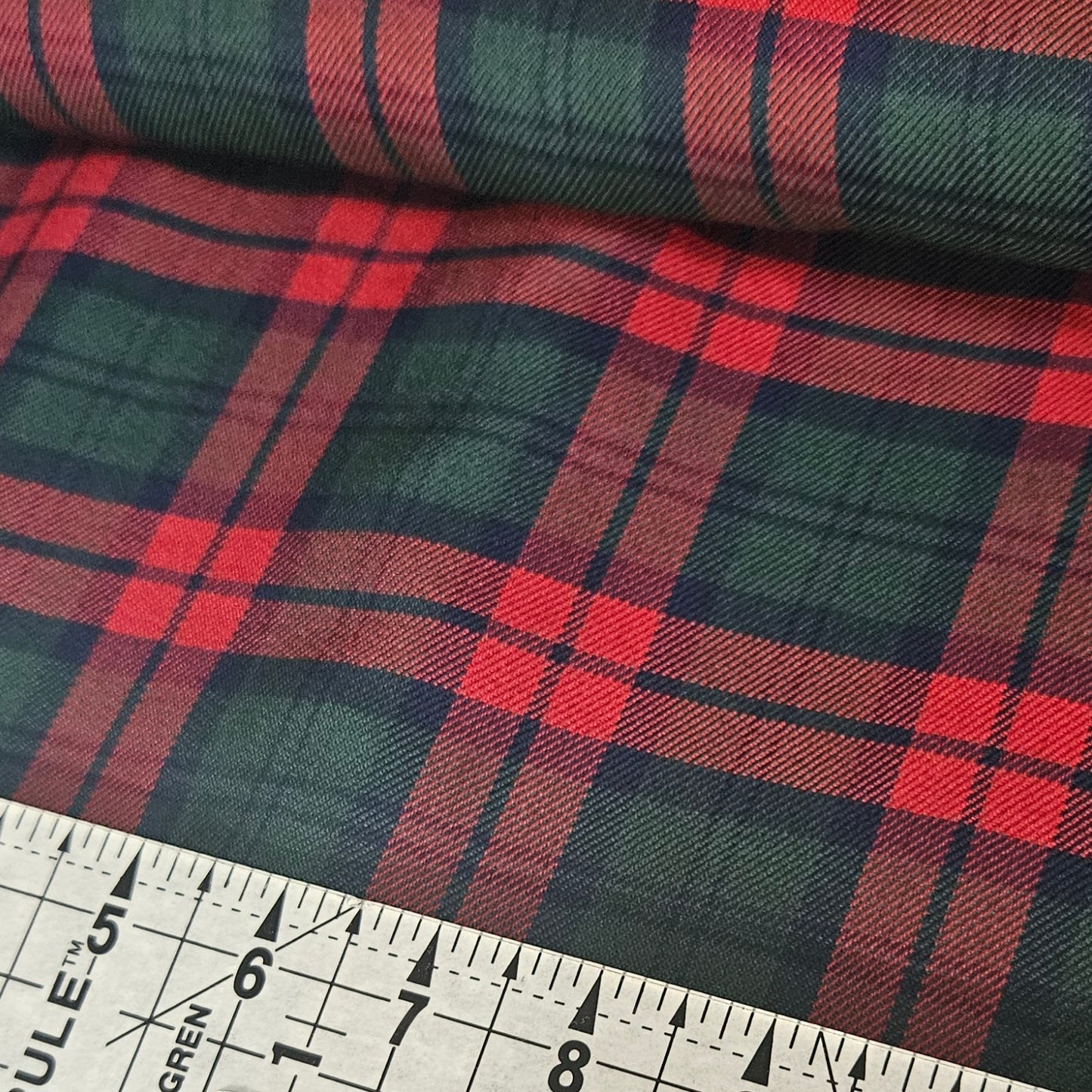 Tartan - Red & Green Poly Viscose Fabric Yard