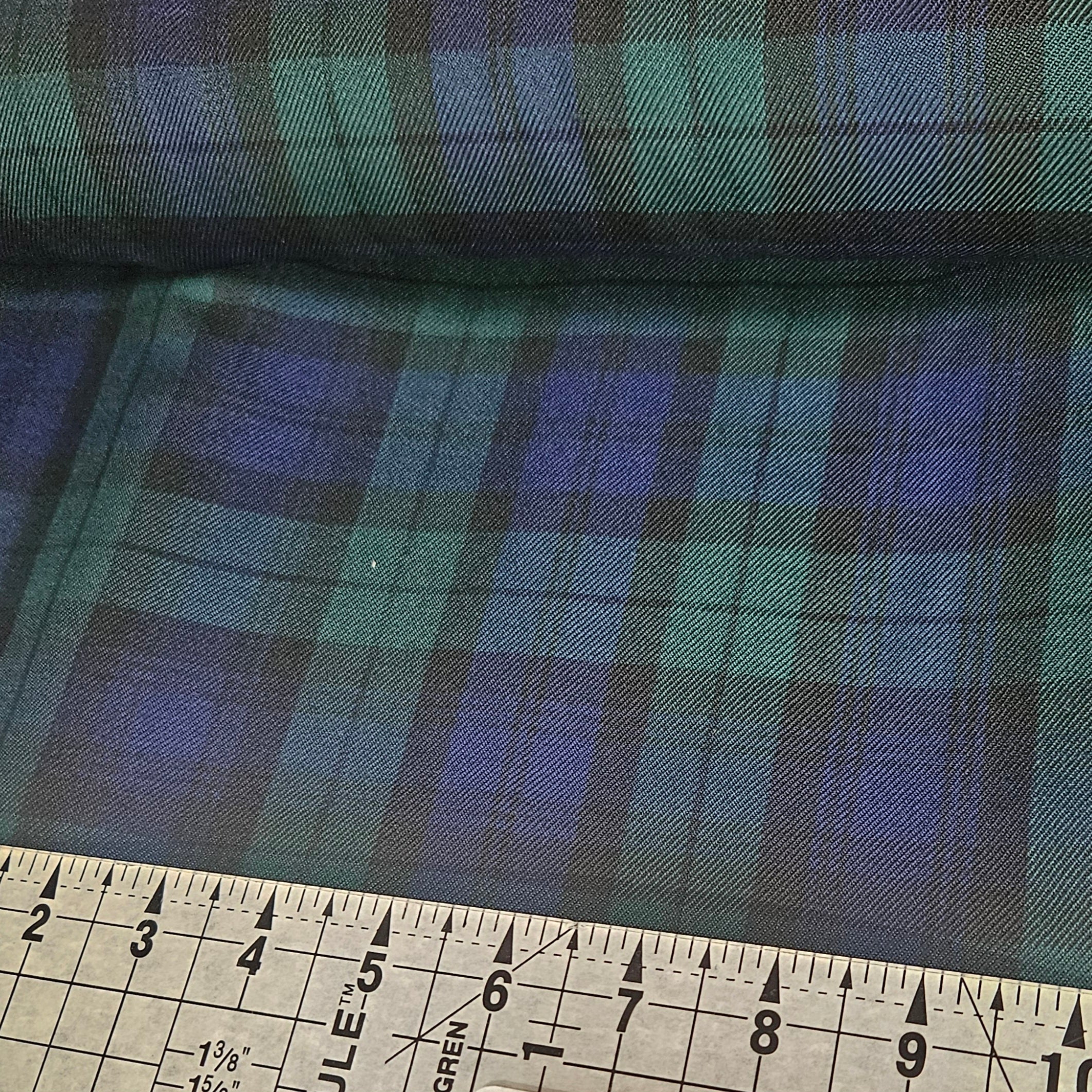 Tartan - Blue & Green Poly Viscose Fabric Yard