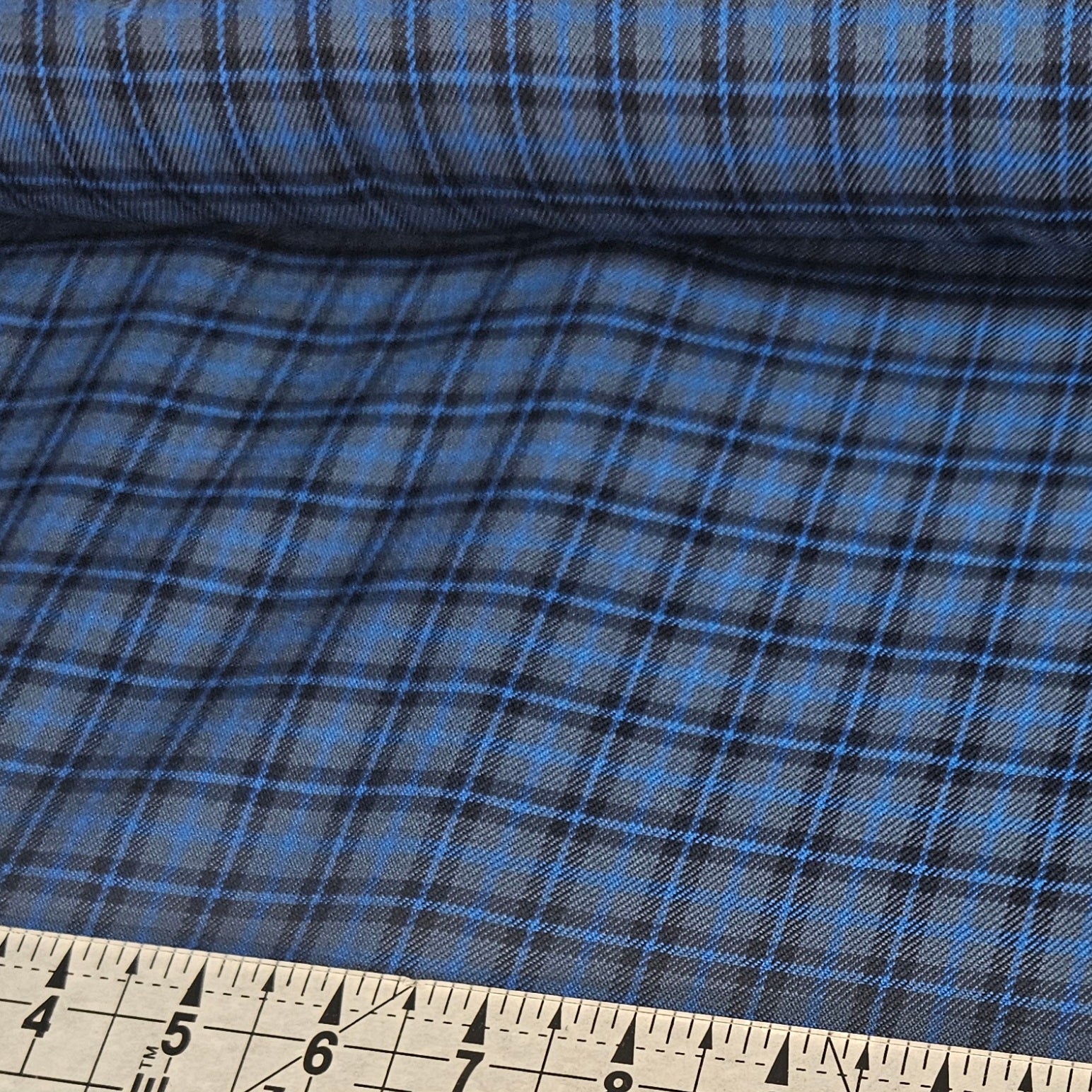 Tartan - Blue & Black Poly Viscose Fabric Yard
