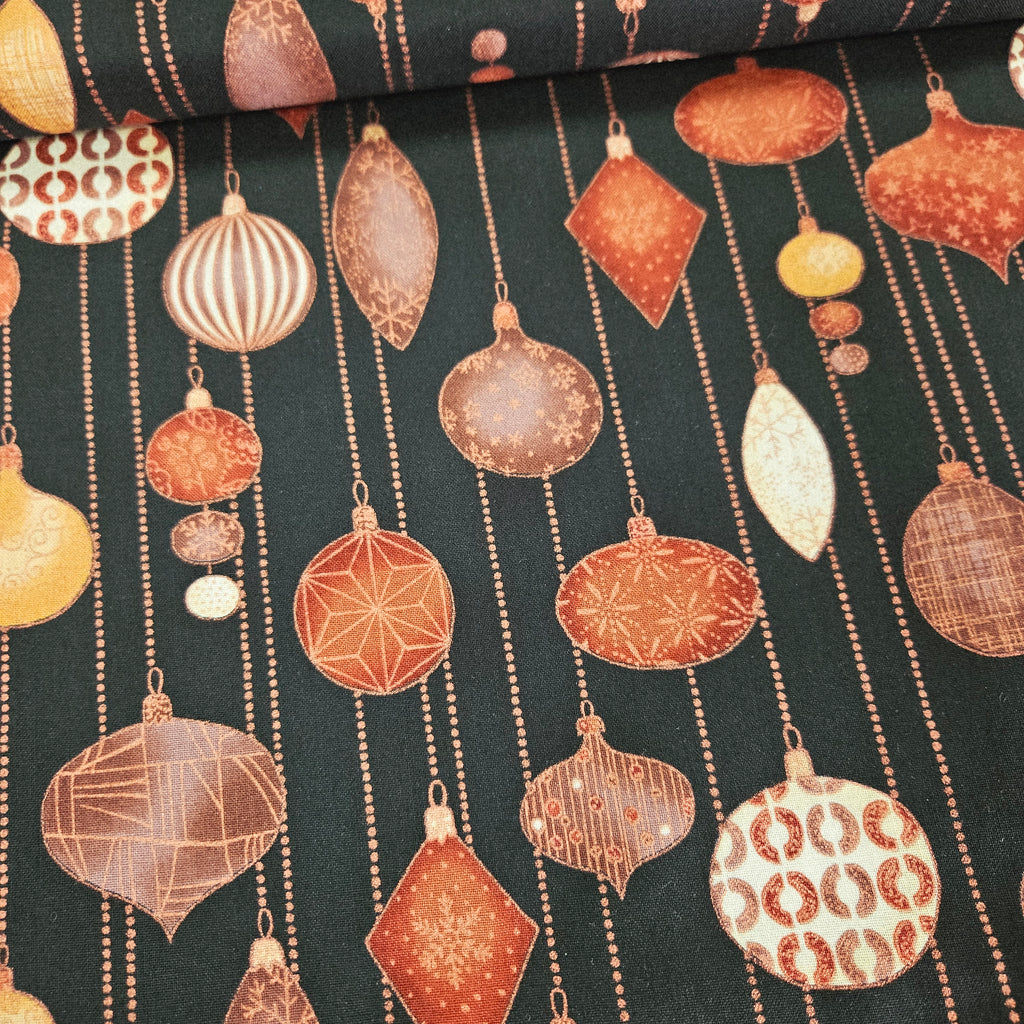 Stof - Glimmering Ornaments Black 100% Cotton Fabric