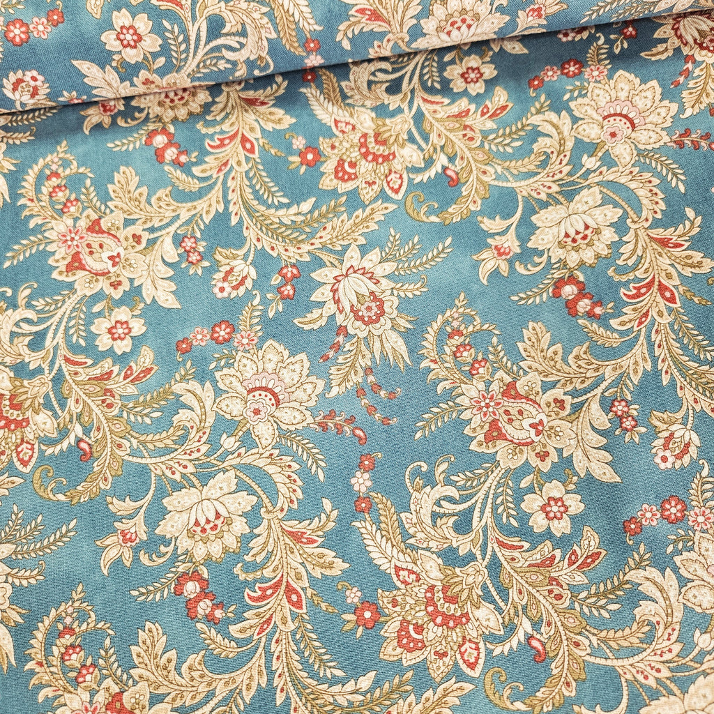 Henry Glass - Journey to Versailles Vintage Blue 100% Cotton Fabric - Crafts and Quilts