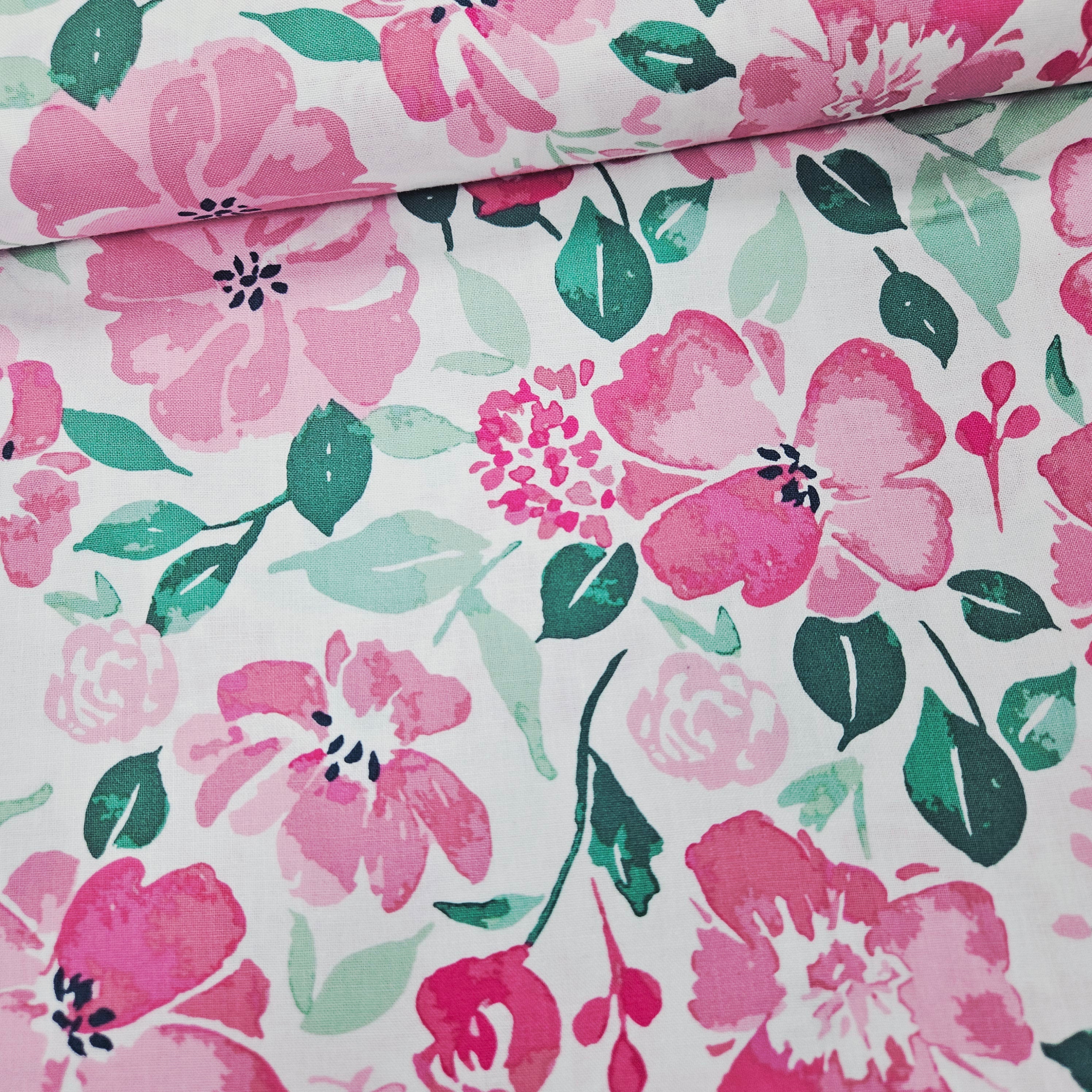 Windham Fabrics - Pink Lemonade Pink Flowers 51321 100% Cotton Fabric
