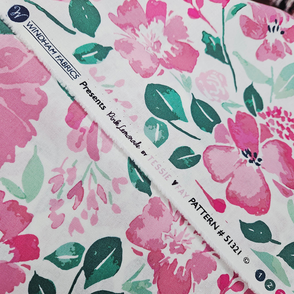 Windham Fabrics - Pink Lemonade Pink Flowers 51321 100% Cotton Fabric