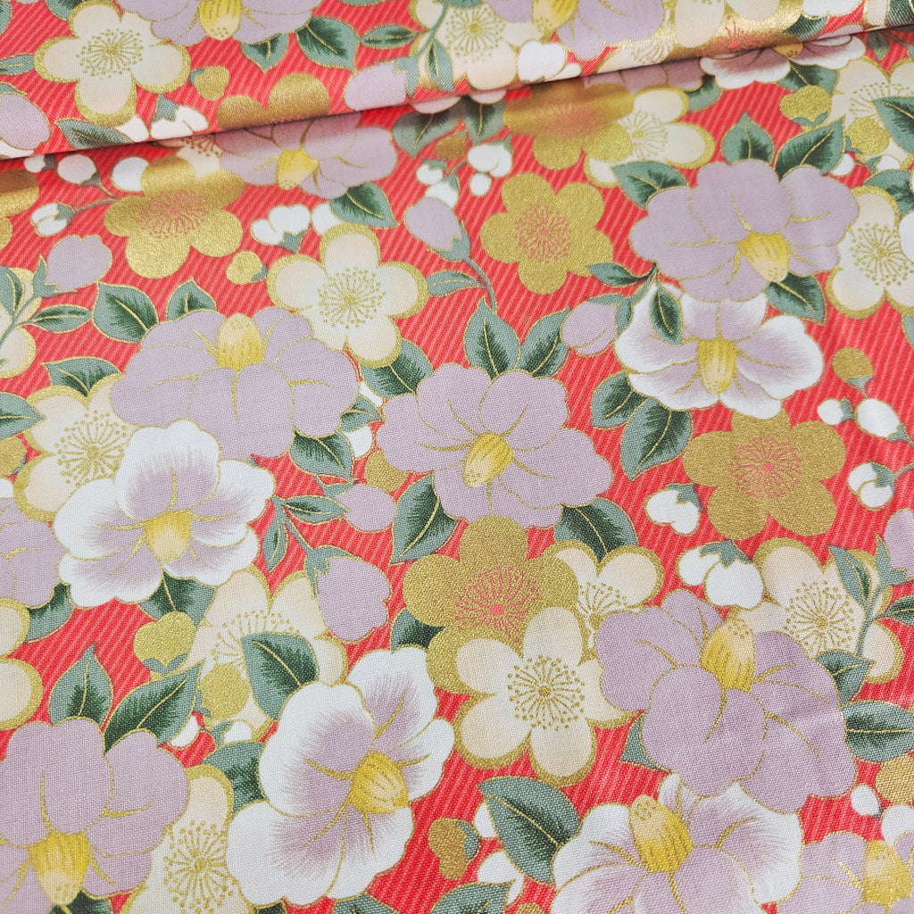 Quilt Gate - Hyakka Ryoran Japanese Metallic Floral HR3930-12 100% Cotton Fabric
