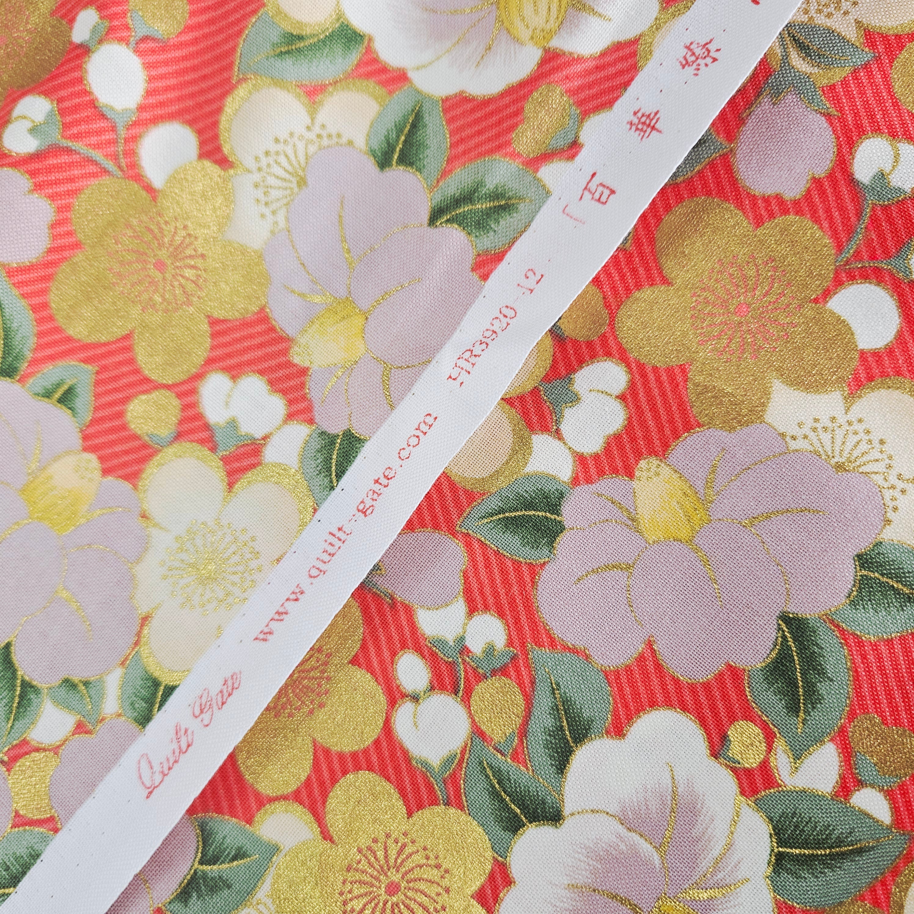 Quilt Gate - Hyakka Ryoran Japanese Metallic Floral HR3930-12 100% Cotton Fabric