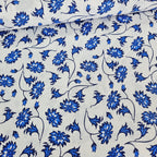 Stof - Tiled Up Floral Blue and White 100% Cotton Fabric