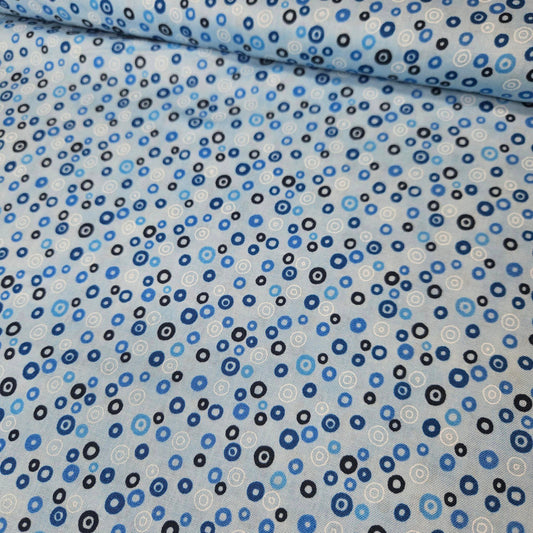 Stof - Rainbow Colours Spot Blue 100% Cotton Fabric