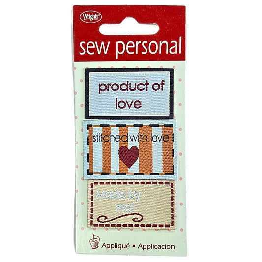 Wrights Sew Personal Iron-on Applique - Stitched with Love