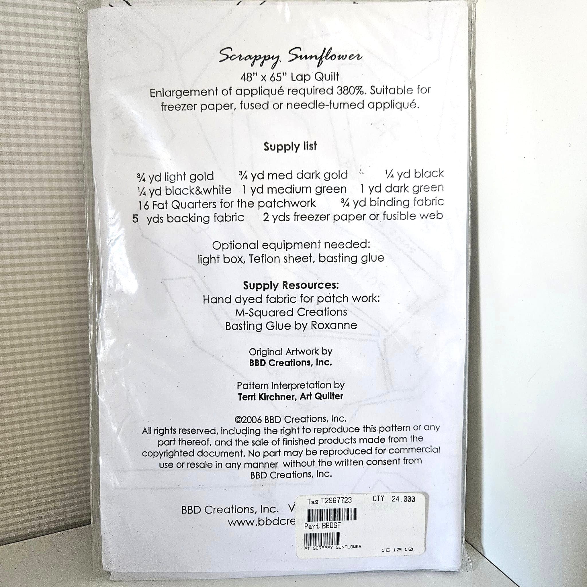 BBD Creations - Scrappy Sunflower Lap Quilt Pattern