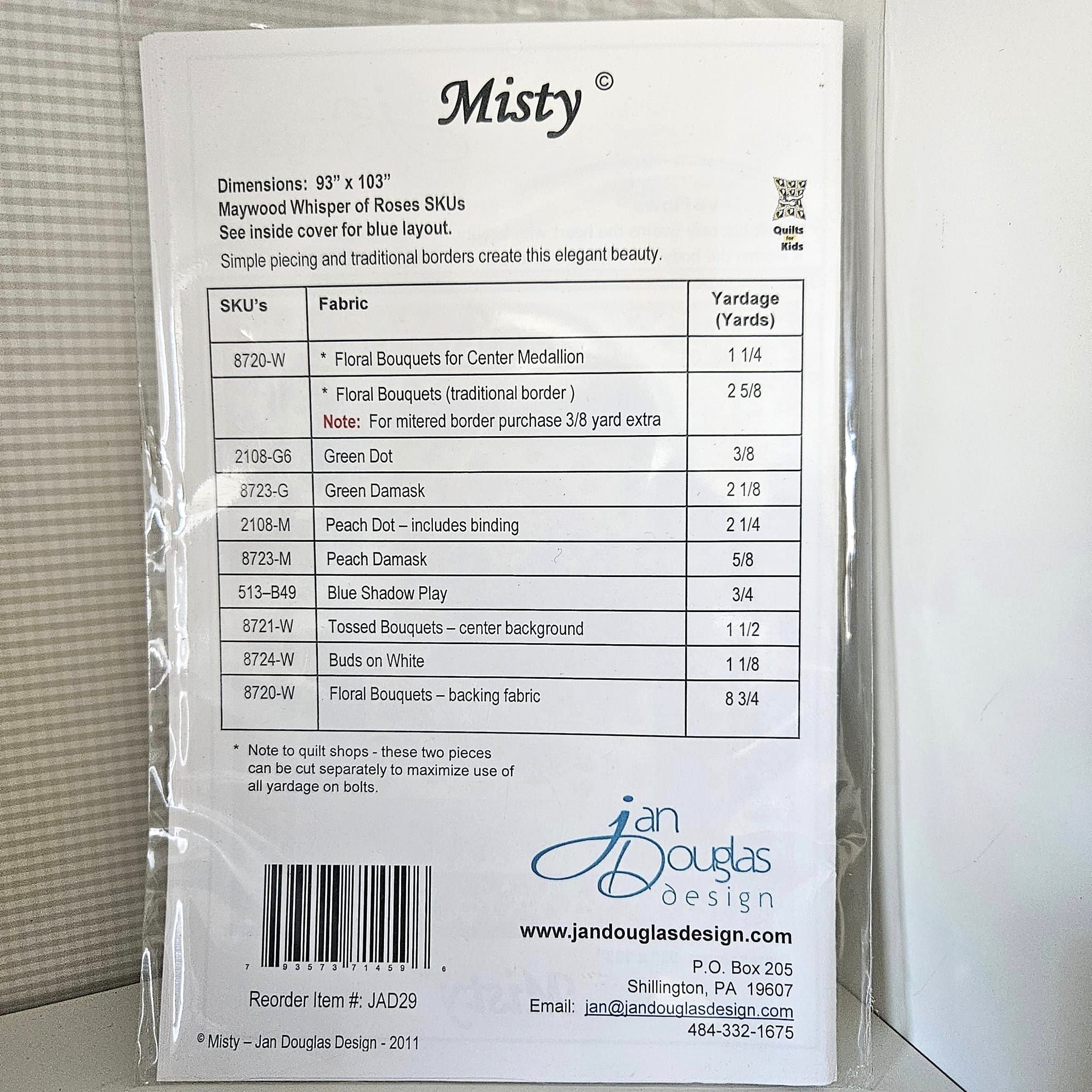Jan Douglas Design - Misty Quilt Pattern