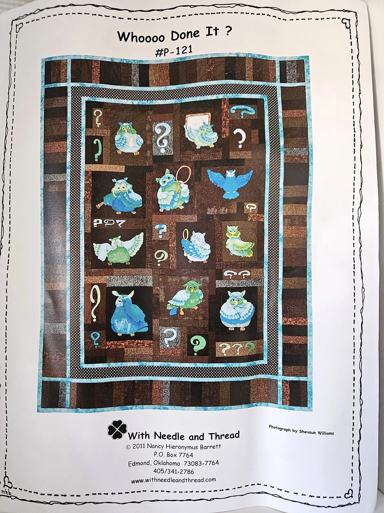 With Needle and Thread - Whoooo Done It Appliques Quilt Pattern