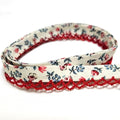 12mm Bias Binding Lace Edge Polka Dot Double Fold  - Floral Red - Crafts and Quilts