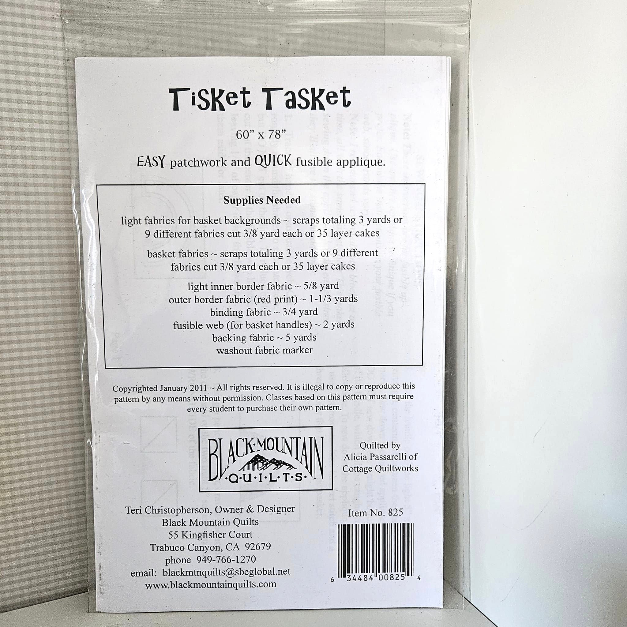 Black Mountain Quilts - Tisket Tasket Quilt Pattern