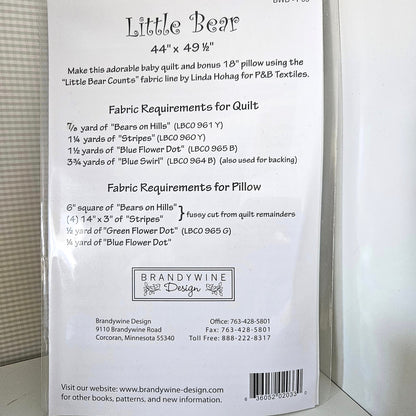 Brandywine Design - Little Bear Quilt Pattern