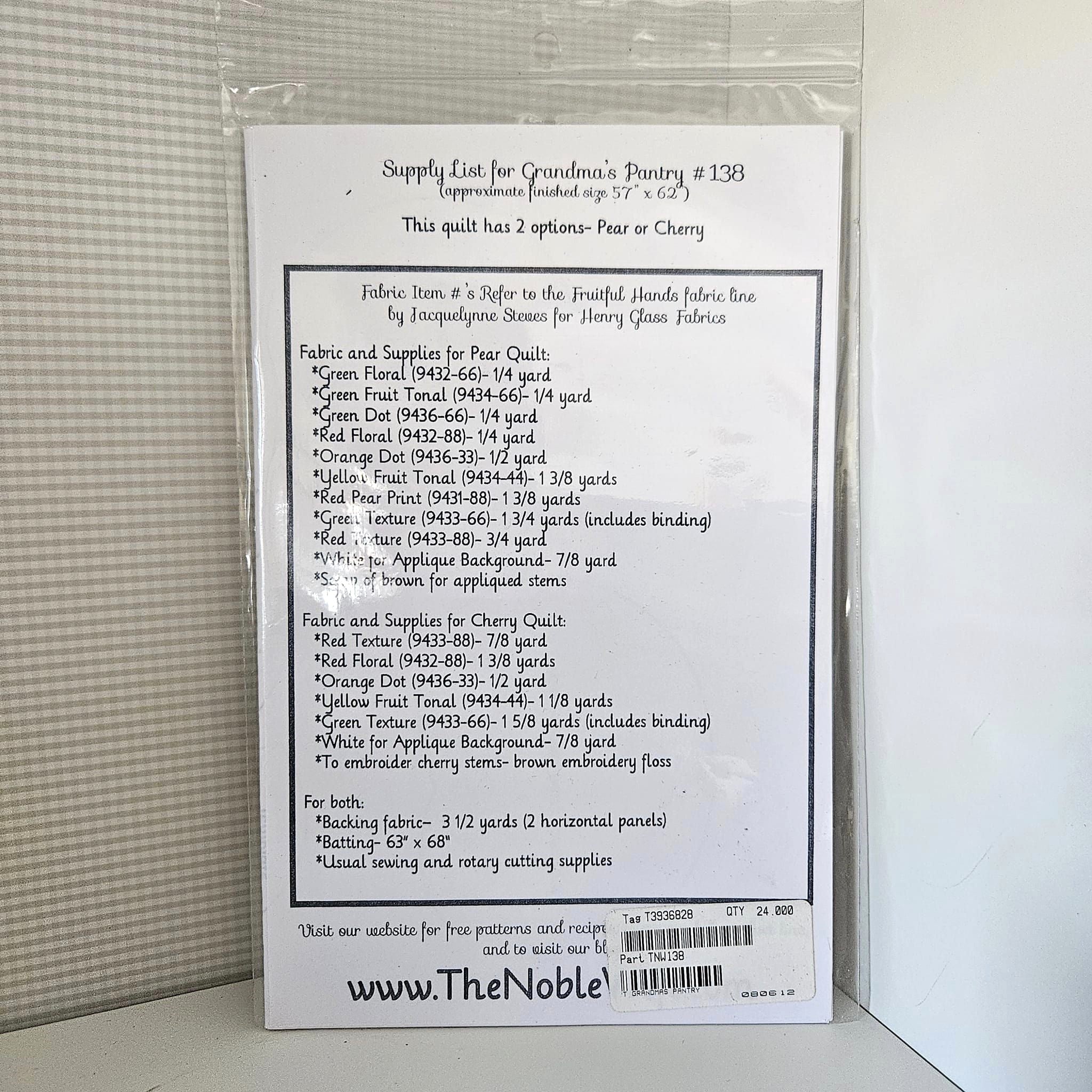 The Noble Wife - Grandma's Pantry Quilt Pattern