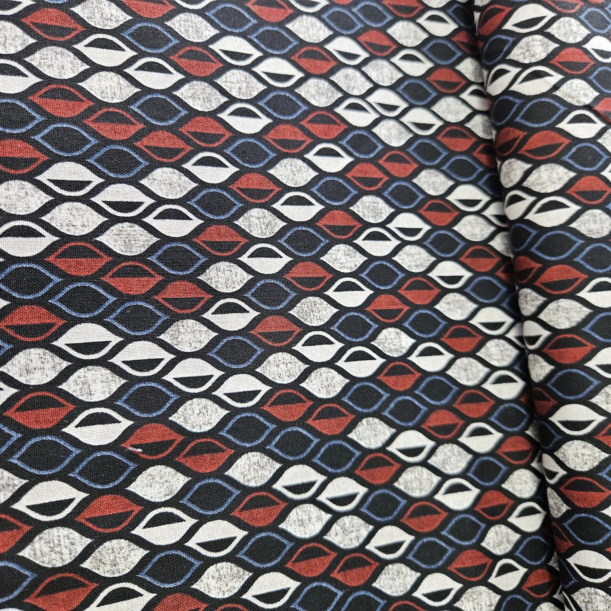 Stof - Retro Vibes Red Black 2 100% Cotton Fabric