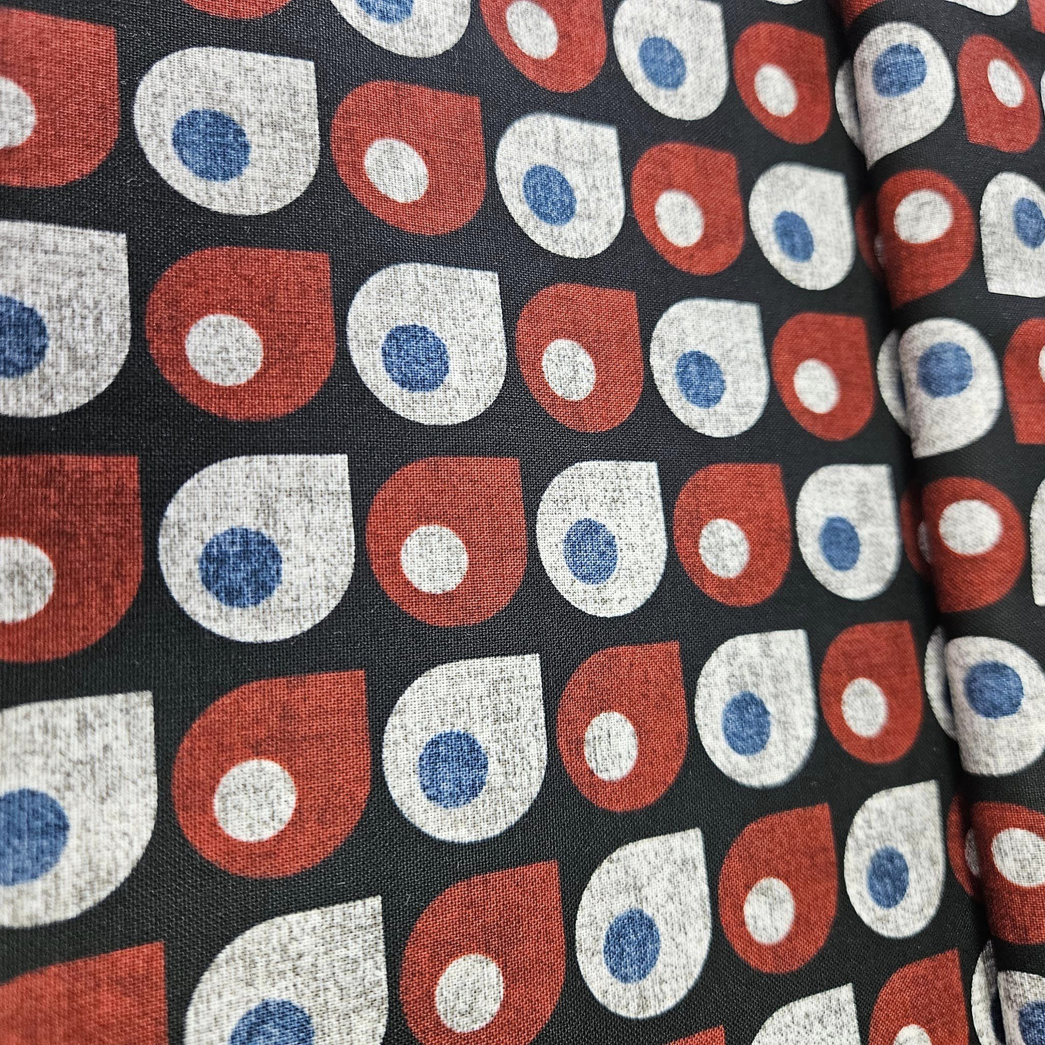 Stof - Retro Vibes Red Black 1 100% Cotton Fabric
