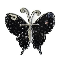 Mini Iron-on Applique - Butterfly Black Sequin