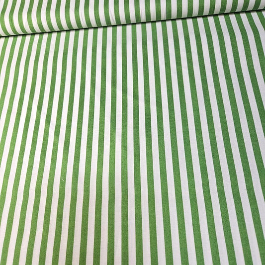 Stof - Remake White Green Stripe 100% Cotton Fabric