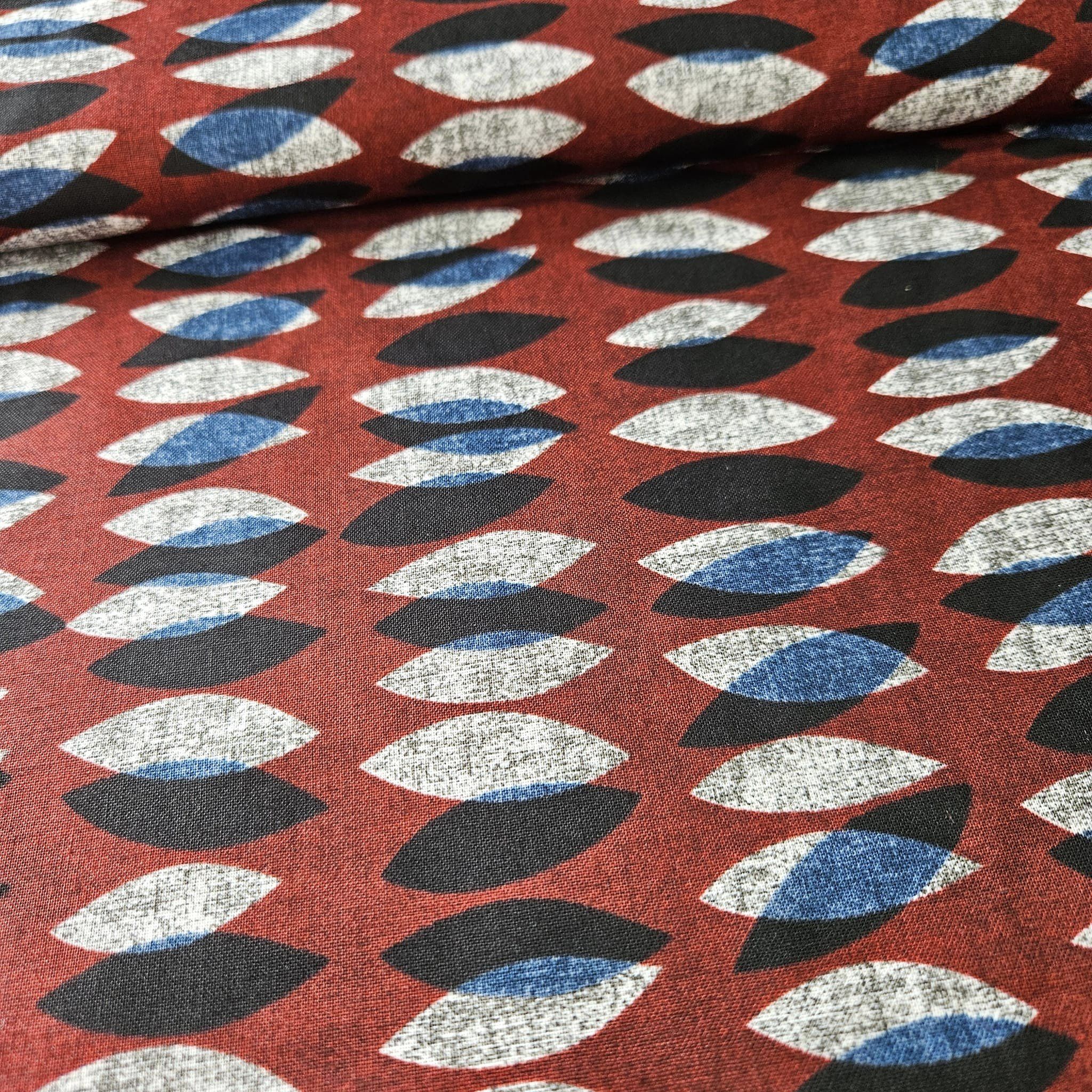 Stof - Retro Vibes Red Black 3 100% Cotton Fabric